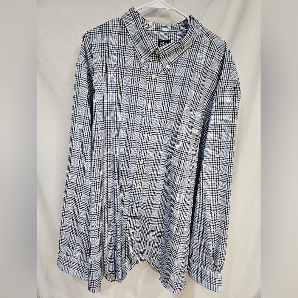 Jos A Bank Travelers Collection Button Up Check Shirt Tailored Fit 4XL Browns